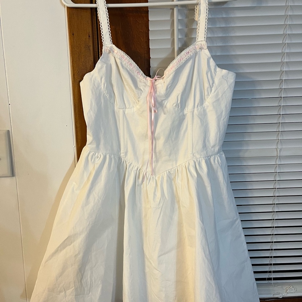 Altar'd State White Dress with Pink Accents